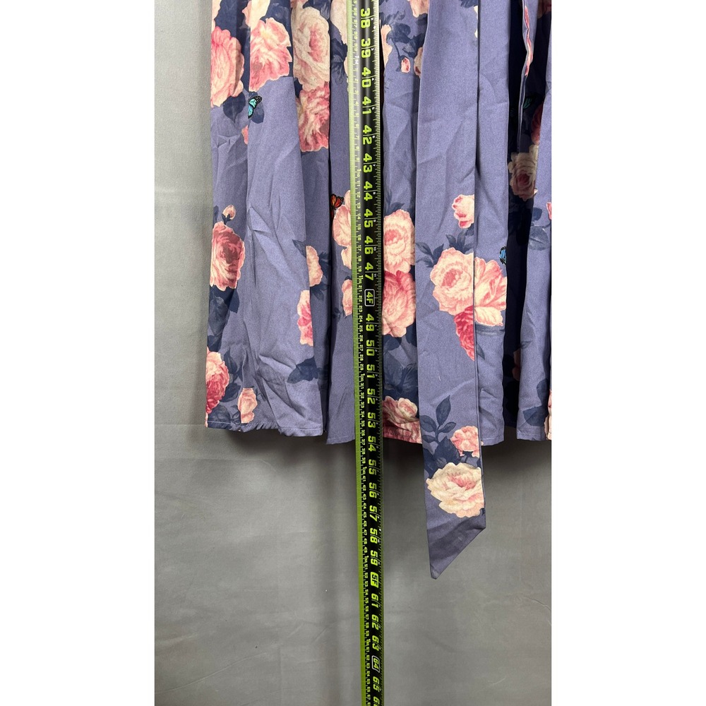 Eshakti Sleeveless Maxi Dress Womens L Purple Floral Butterfly Belted Festival - Picture 3 of 9